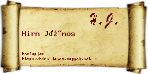 Hirn János névjegykártya