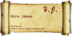 Hirn János névjegykártya